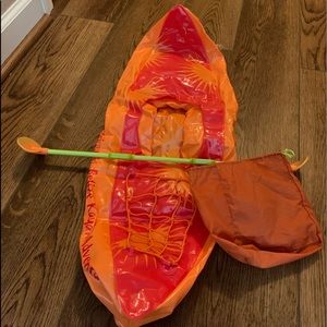Jess’ Kayak with swim accessories